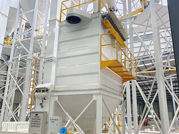 نظام مجمع الغبار الناتج عن الملاط الجاف ولاصق البلاط ومعجون الجدران (لإعادة الاستخدام في خط الإنتاج)